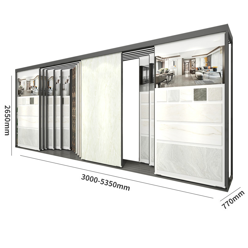 Ceramic tile exhibition hall push-pull display rack wooden floor ceramic slate shelf adjustable flat push sample display rack