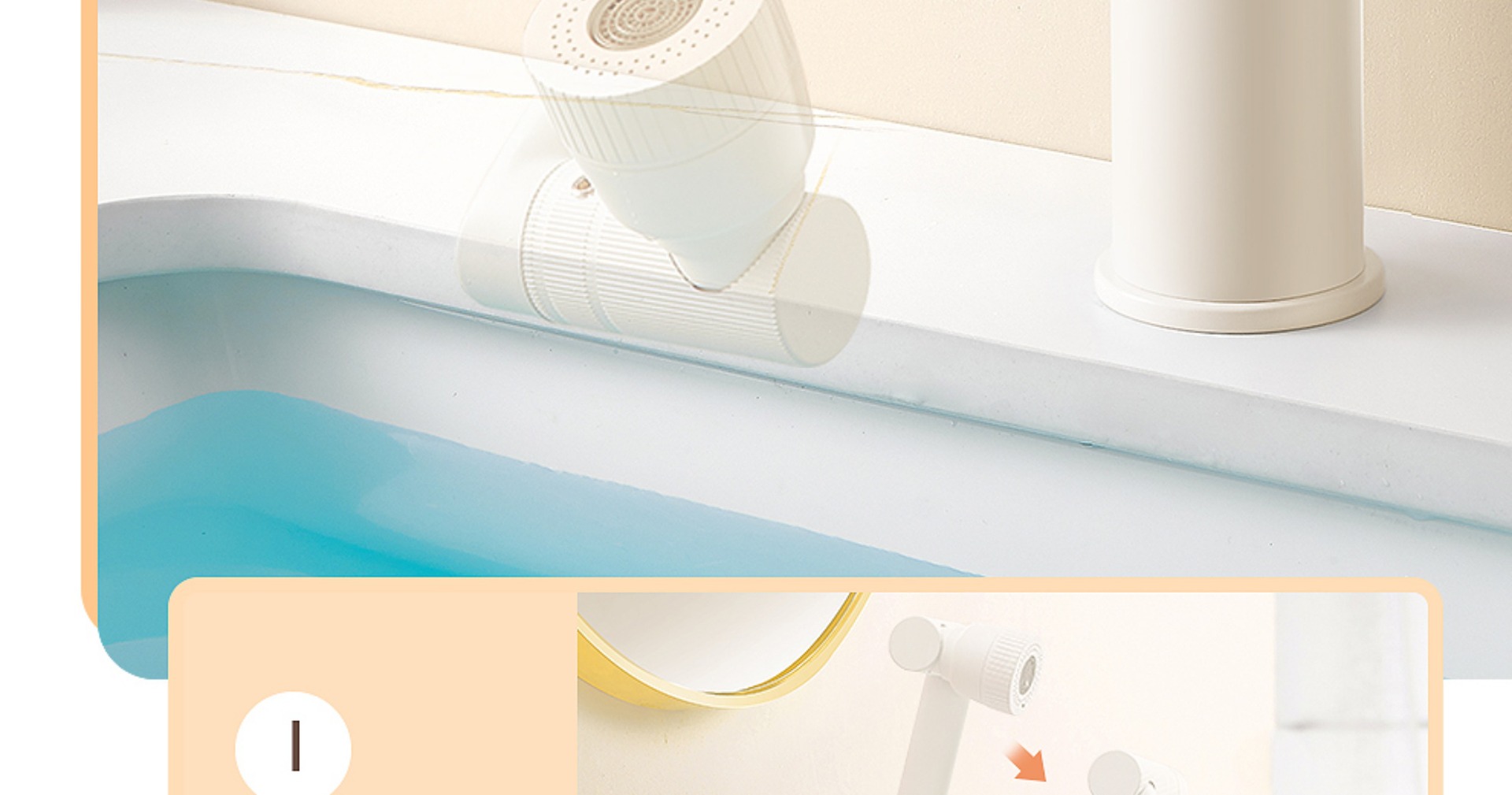 Cream white bathroom washbasin faucet, bathroom washbasin and basin, all-copper cold and hot universal mechanical arm Item Picture