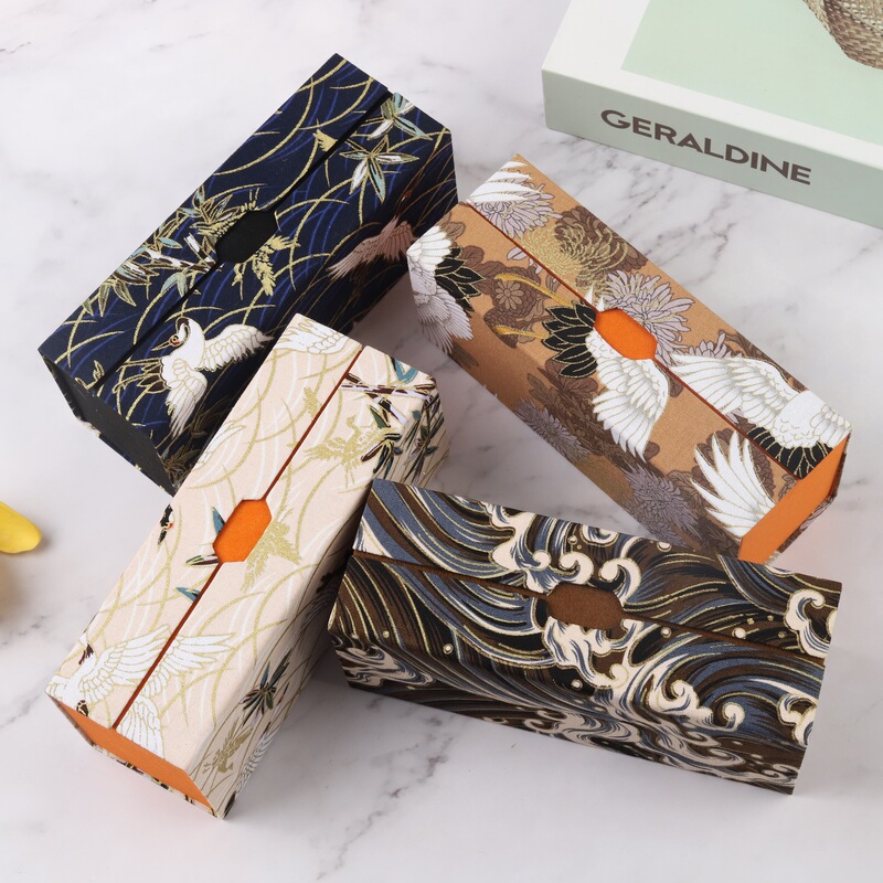 Double-Layer Glasses Case, Chinese Style, Large Capacity, Double-Layer Foldable Glasses Storage Box, Multi-Compartment Glasses Case for Prescription Glasses and Sunglasses