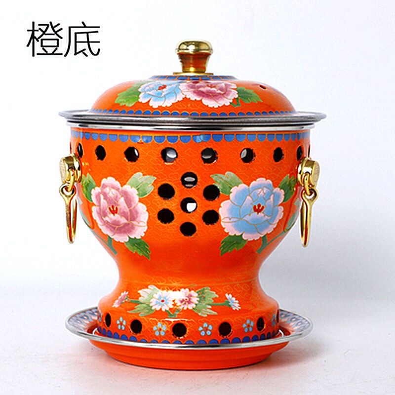 景泰蓝单人珐琅锅小火锅分餐酒精锅家用单人油火锅炉纯铜锅|undefined