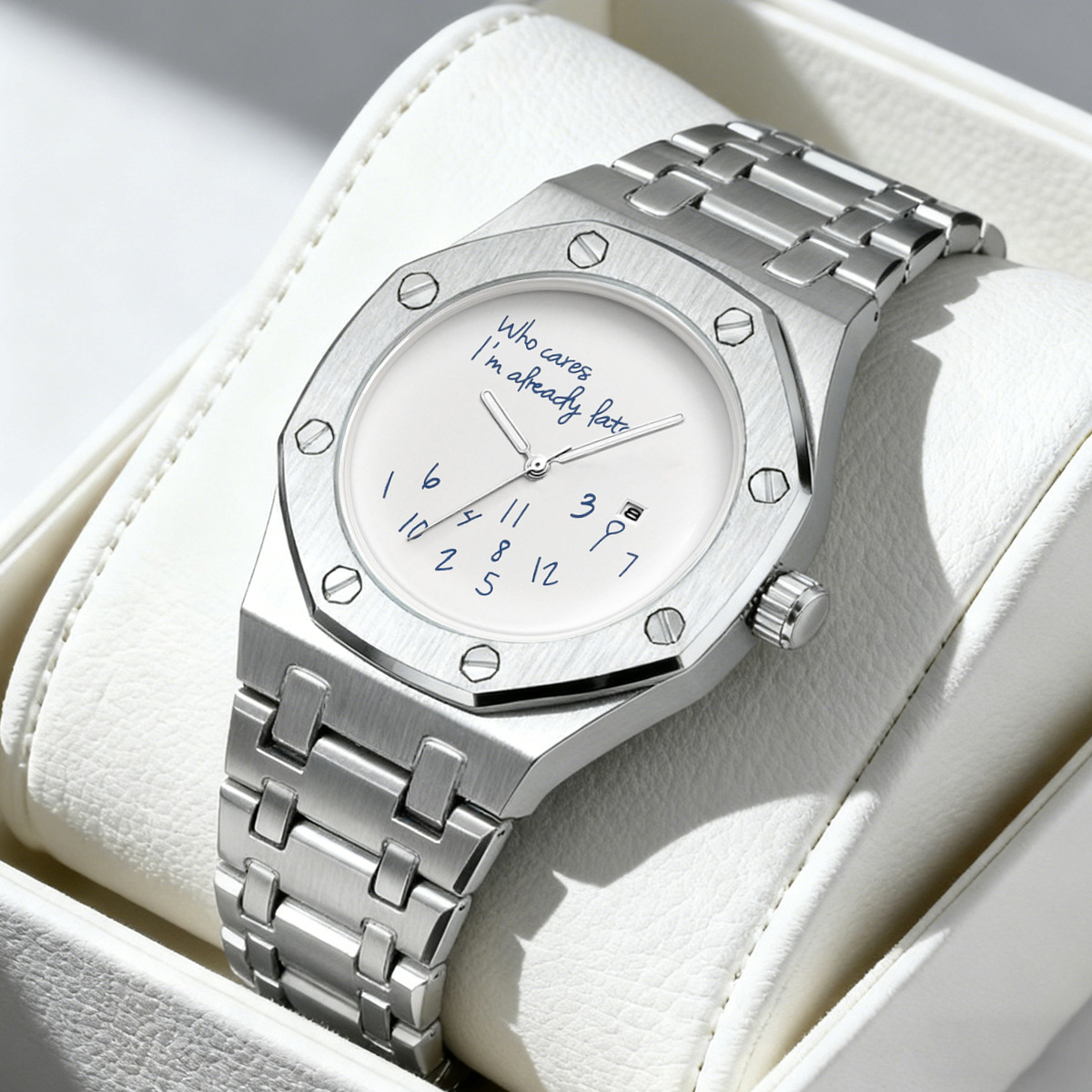 跨境新款男士时尚商务小众设计高级感防水钢带石英表极简风手表男