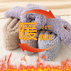 Winter and Spring Thick Coral Fleece Solid Color Embroidered Straight Leg Socks for Girls Korean Style Warm Indoor Socks Children's Socks Wholesale