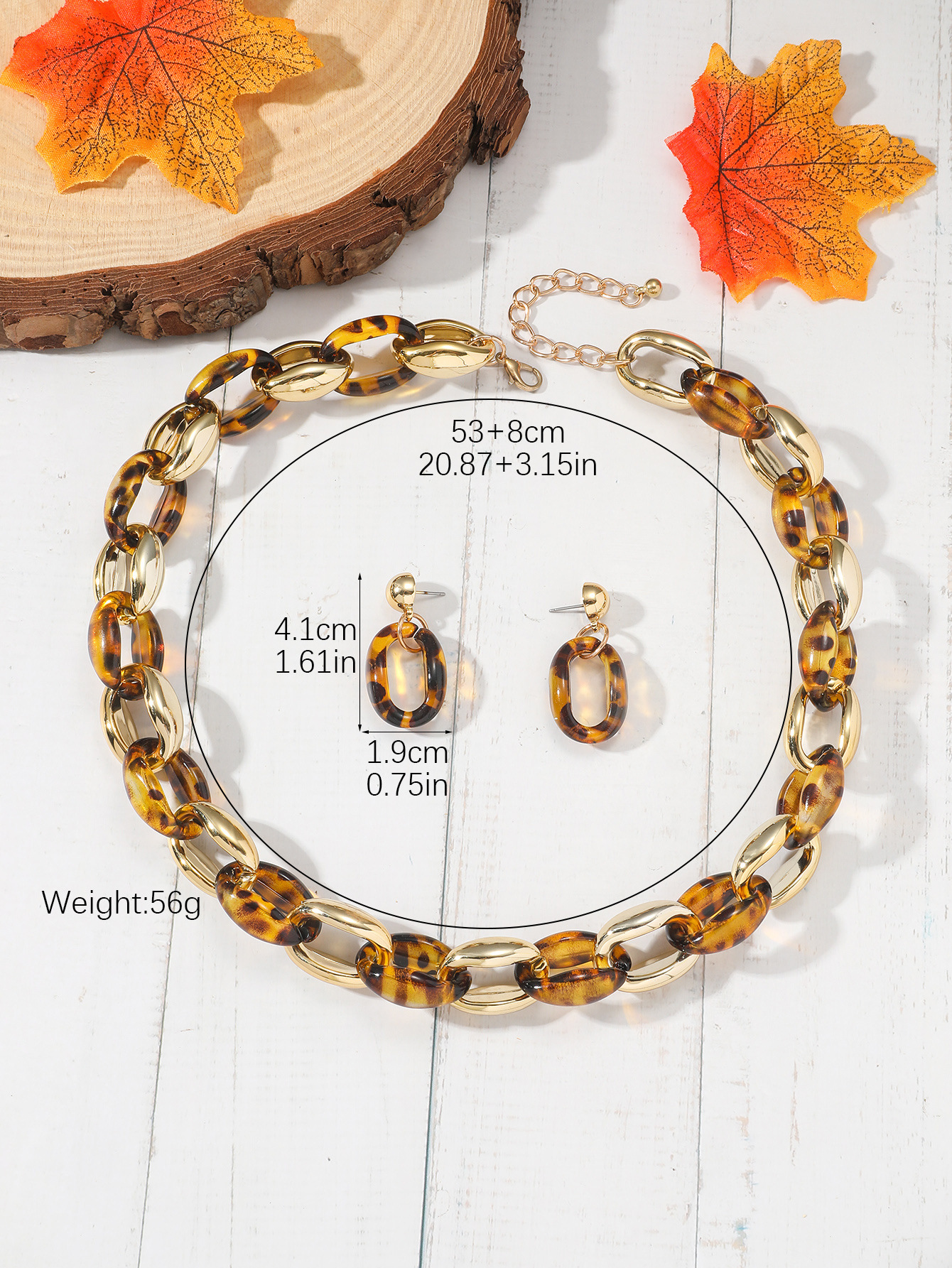 61g Weight Gold Plated Plating Material Jewelry Set Classification 1 Set Quantity Holiday, Daily Occasion Plastic, Resin Material Color Block Pattern Women's Gender Plating Design Basic Style Basic Color Block Plastic Resin Plating Gold Plated Women's Jewelry Set 3