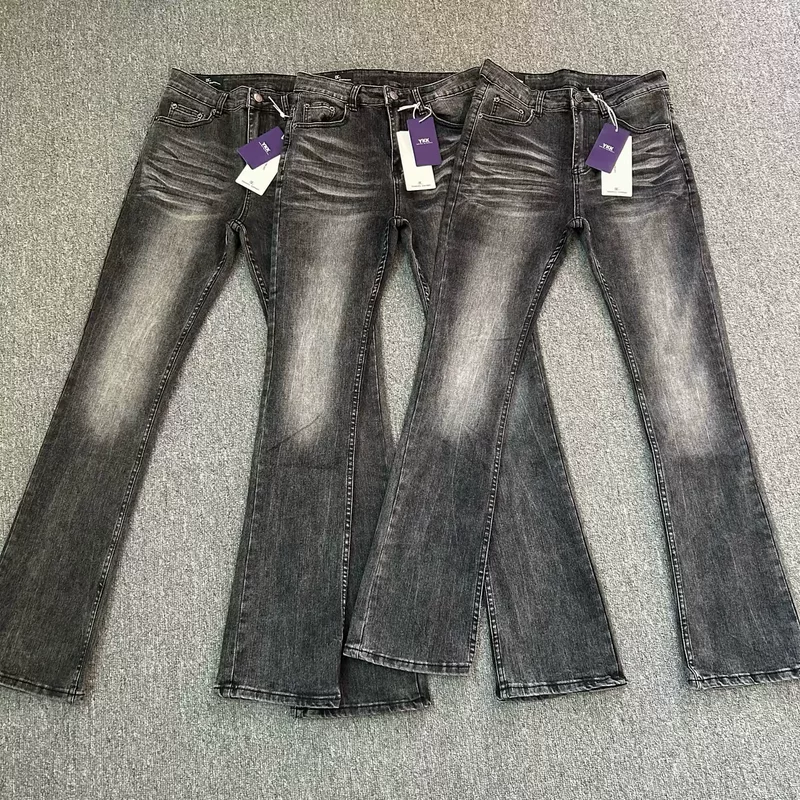 Американский стиль улиц VIBE Fengxian стирка Black Gray Vintage517 текстура микро-эластичный slim джинсы мужские