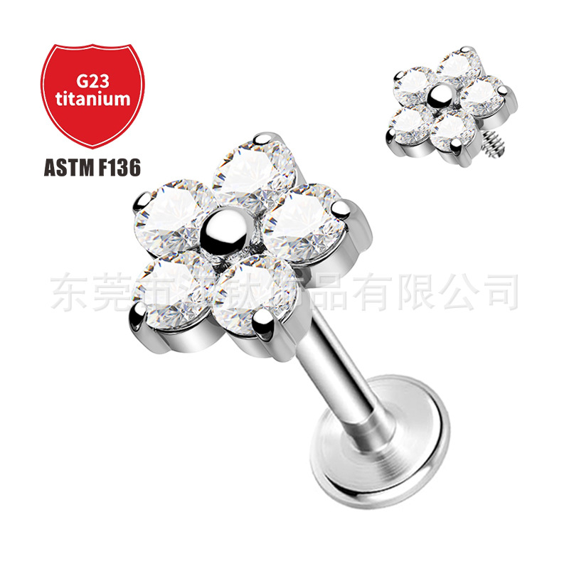 Pointed titanium steel lip stud product view