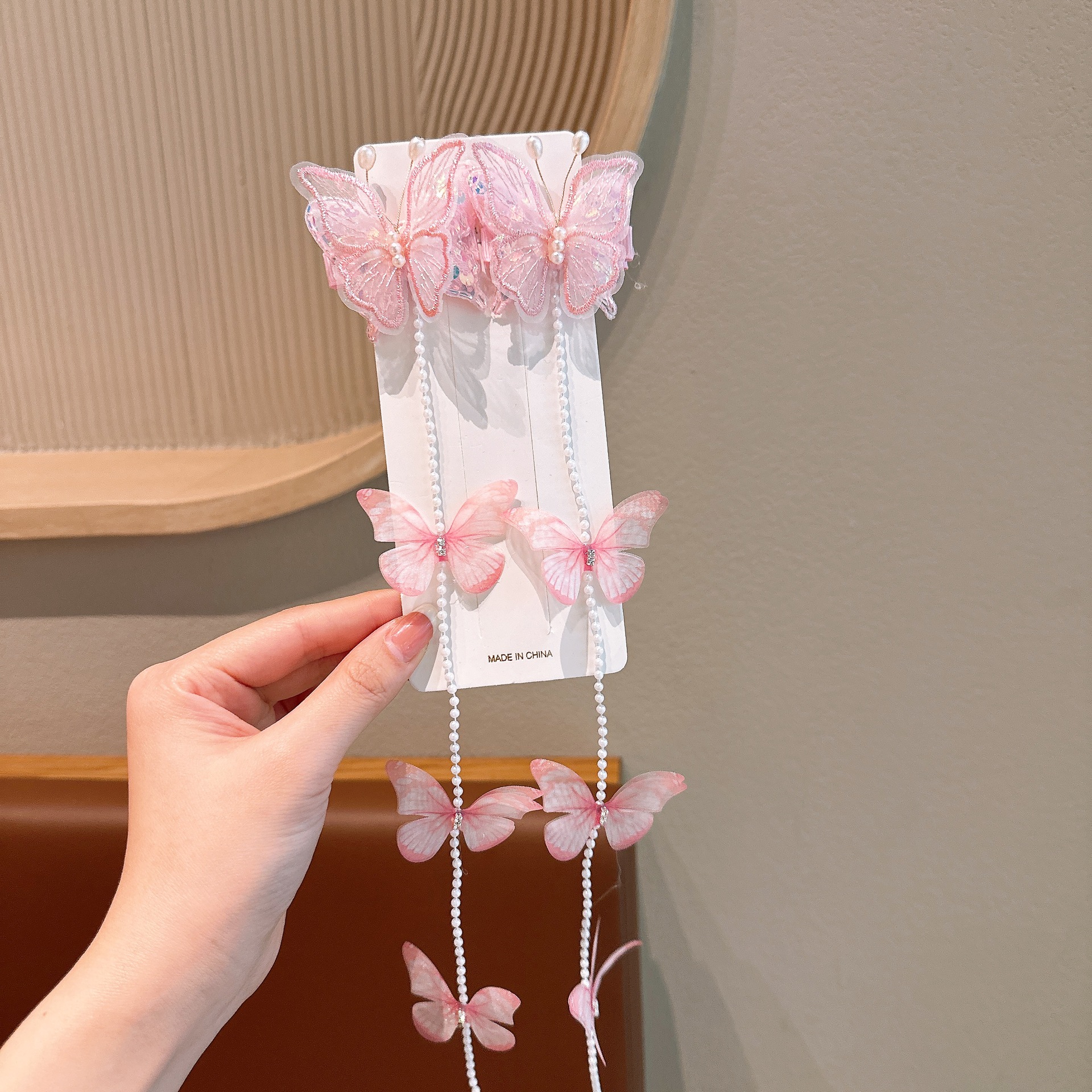 Niños perlas mariposa trenzado cadena de cabello niñas dulces bordes trenzado cabello de cabello niñas tarjeta de cabello princesa tocado