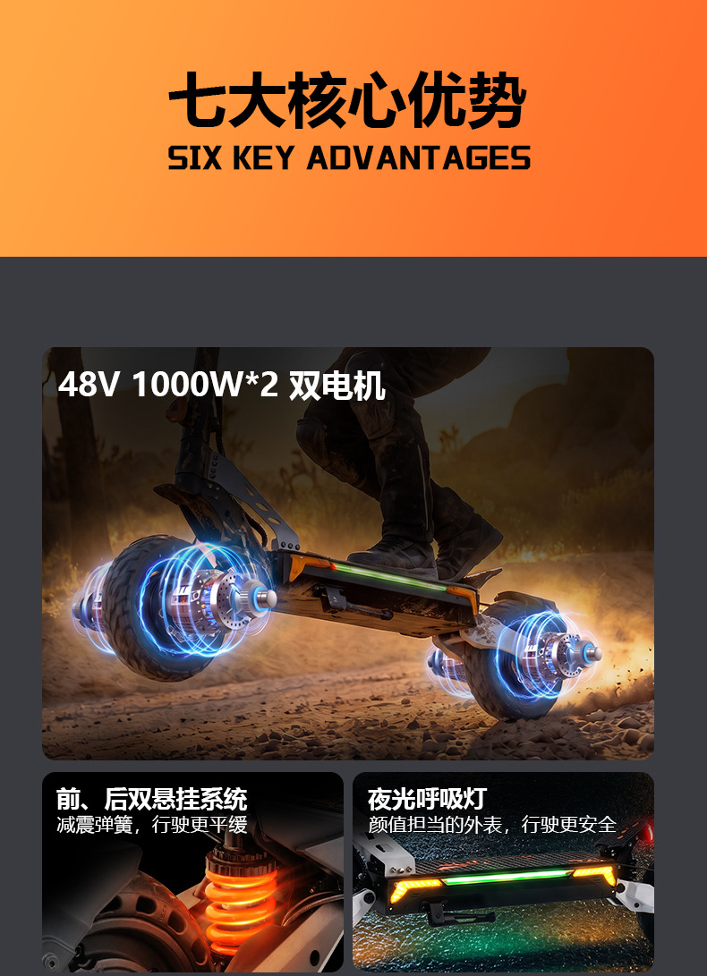 New cross-border electric scooter 48v dual shock absorption outdoor portable folding mobility scooter for adult commuting