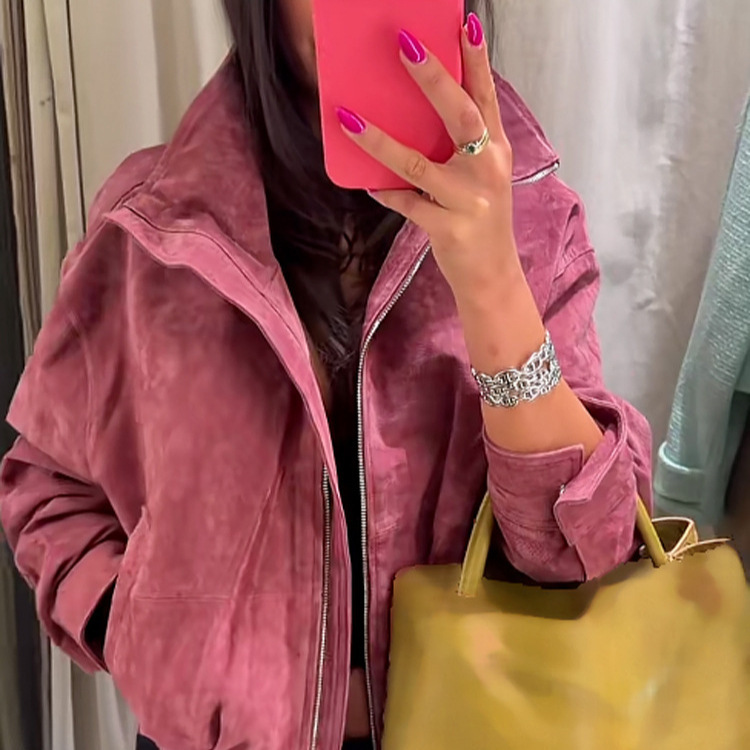 In Stock - Casual Loose-Fitting Short Stand-Collar Genuine Leather Bomber Jacket 2026 New Model Cross-Border European and American Style In Stock - Casual Loose-Fitting Short Stand-Collar Genuine Leather Bomber Jacket 2026 New Model Cross-Border European and American Style