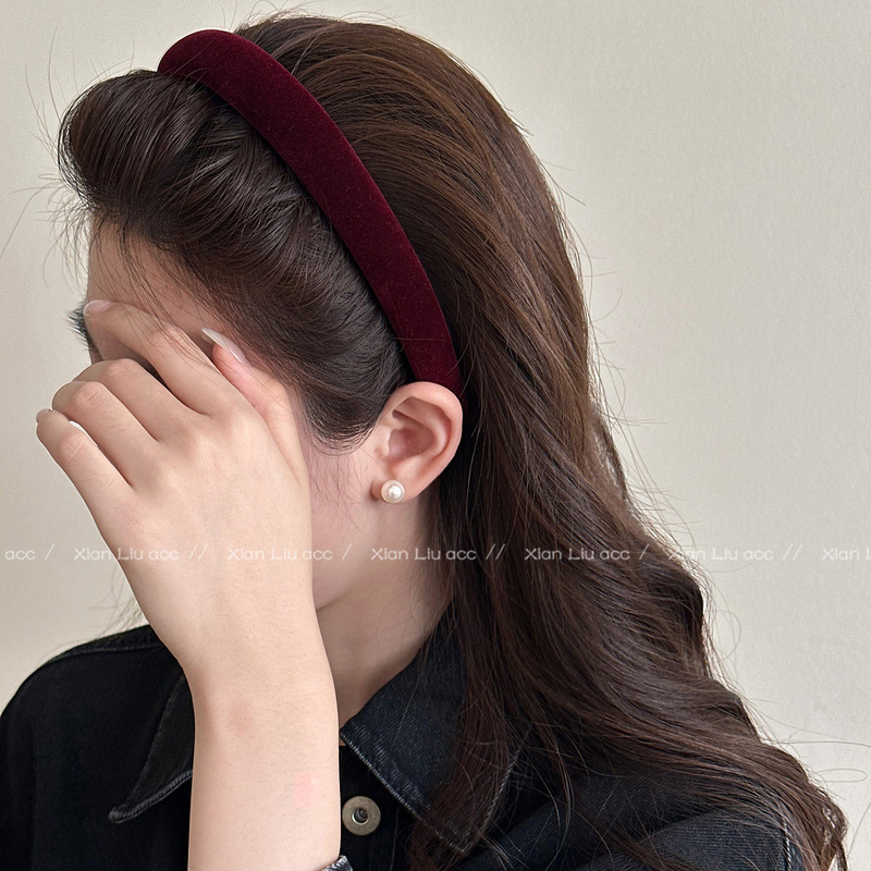 复古彩色丝绒宽边发箍女2025新款显脸小高颅顶洗脸压发头箍发饰|undefined