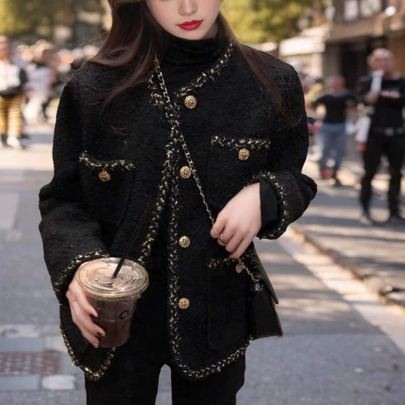 Пальто, куртка, корейский стиль, свободный крой, стиль Chanel
