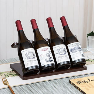 New Solid Wood Wine Rack Wine Cabinet Simple Wine Display Rack Rubber Wood Commercial Retro Wine Rack Ornaments Free