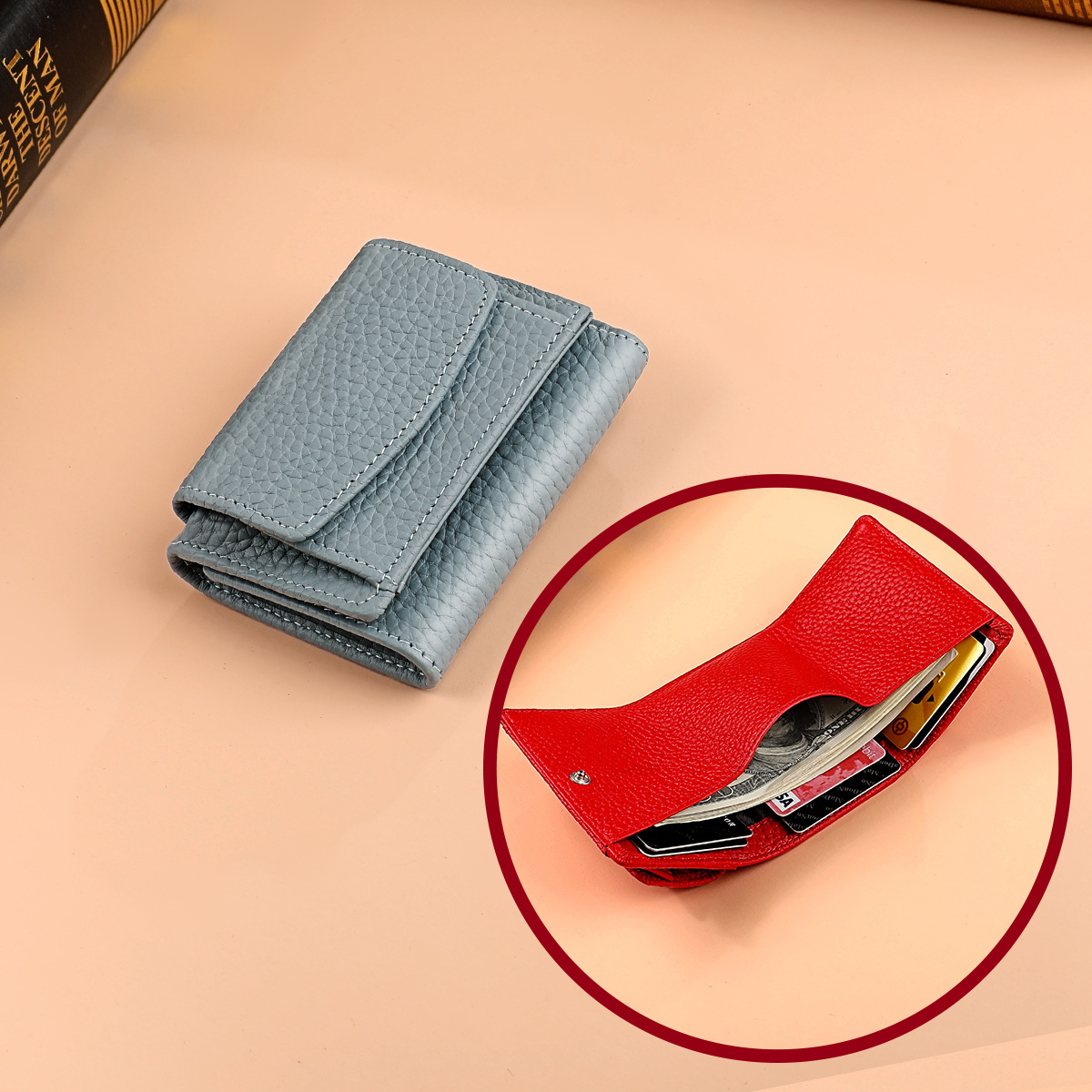 Minimalistische dames portemonnee van leer met kaarthouder_voghion.com