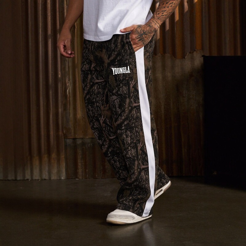 YOUNGLA American New Men's Sports Pants Patchwork Printed Casual Trousers Jogging Sports Fitness Basketball Pants