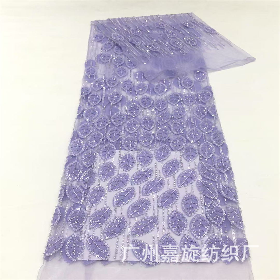 Moda gradiente de burbuja hoja de sequilla tela bordada Yunnan tailandesa vestido bordado tela