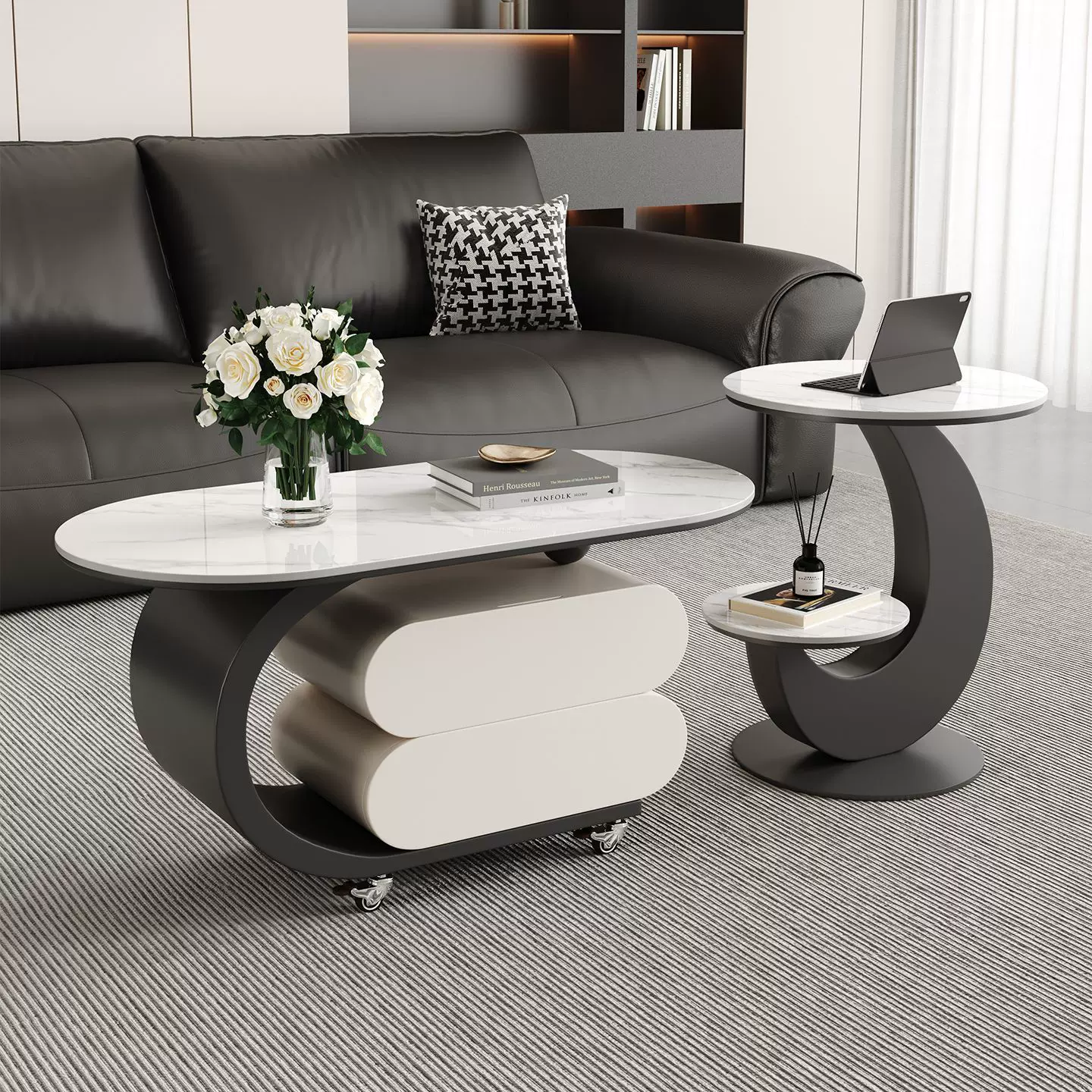 意式岩板可移动客厅茶几桌轻奢高级感小户型2025新款艺术感小茶几