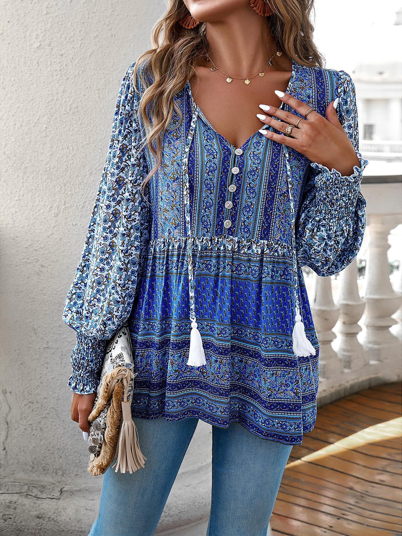 Women's Printed Casual Long Sleeve Blouse