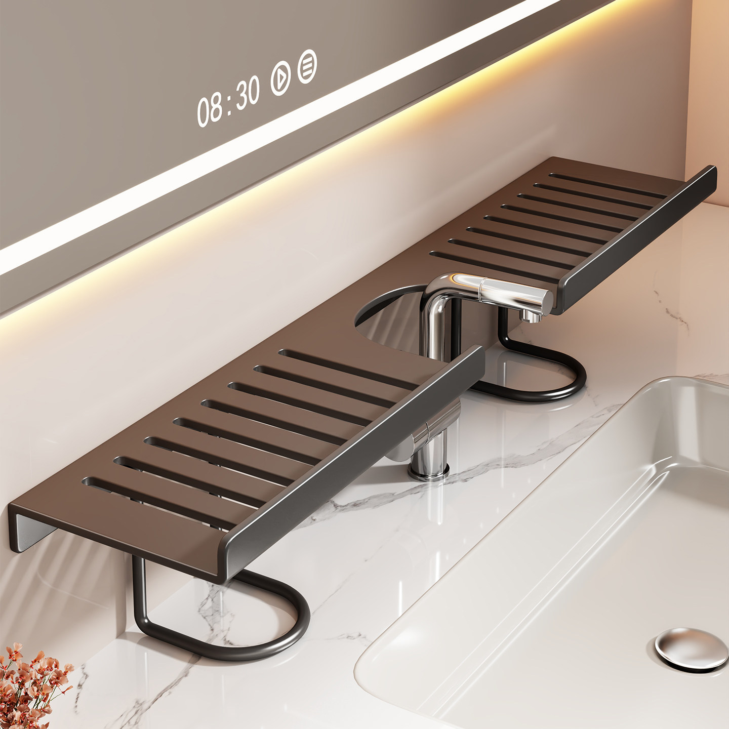 Estante Organizador para Espejo de Baño Multifuncional y Plegable