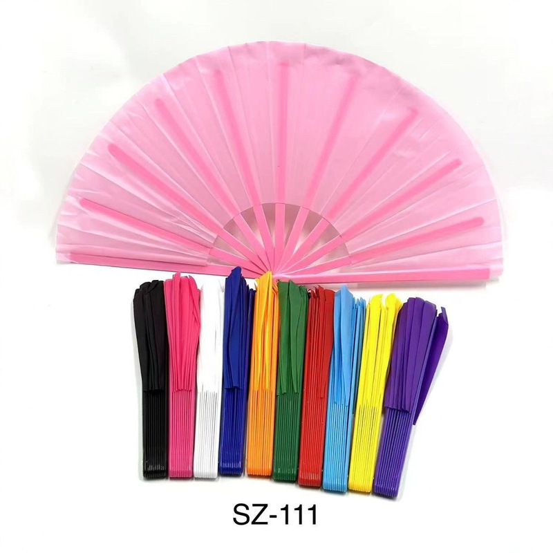 10 Inch Solid Color Plastic Tai Chi Kung Fu Fan Chinese Style Performance Dance Fan Folding Children Adult Martial Arts Double-sided Fan