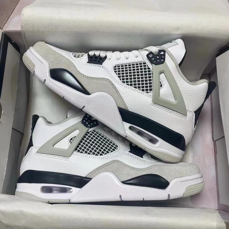 Putian Shoes Foreign Trade Aj4 Basketball Shoes Cross-Border Men's and Women's Shoes Jordan 4 White Cement Thunderbolt Psg Sports Shoes Running Shoes