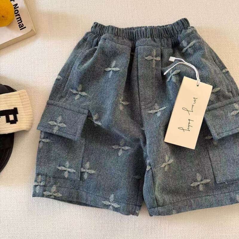 Children's Soft Denim Shorts for Boys, Korean Style 2026 Summer New Model, Toddler Pocket Cargo Pants, Baby Mid-Length Pants, Thin Style for Girls Children's Soft Denim Shorts for Boys, Korean Style 2026 Summer New Model, Toddler Pocket Cargo Pants, Baby Mid-Length Pants, Thin Style for Girls