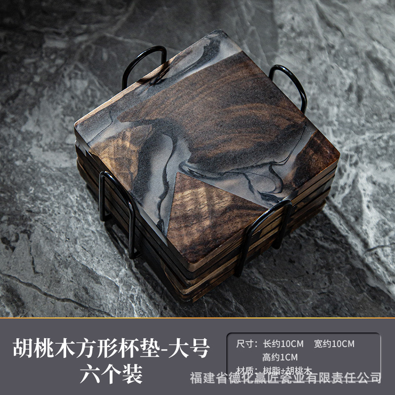 Yabai posavasos de madera simple junta de aislamiento de resina japonesa arte del té juego de té de Kung Fu taza de té estera bandeja de té ceremonia del té Accesorios