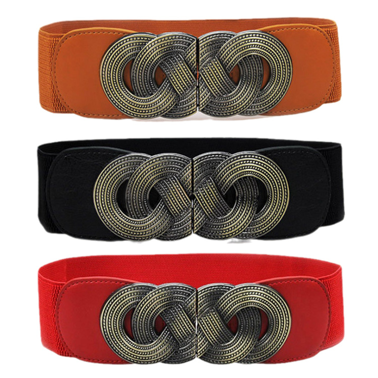 Coprivita allungato da donna elastico versatile alla moda europea e americana, fibbia antica in bronzo antico da uomo grasso, taglia grande, cintura allargata da donna_voghion.com