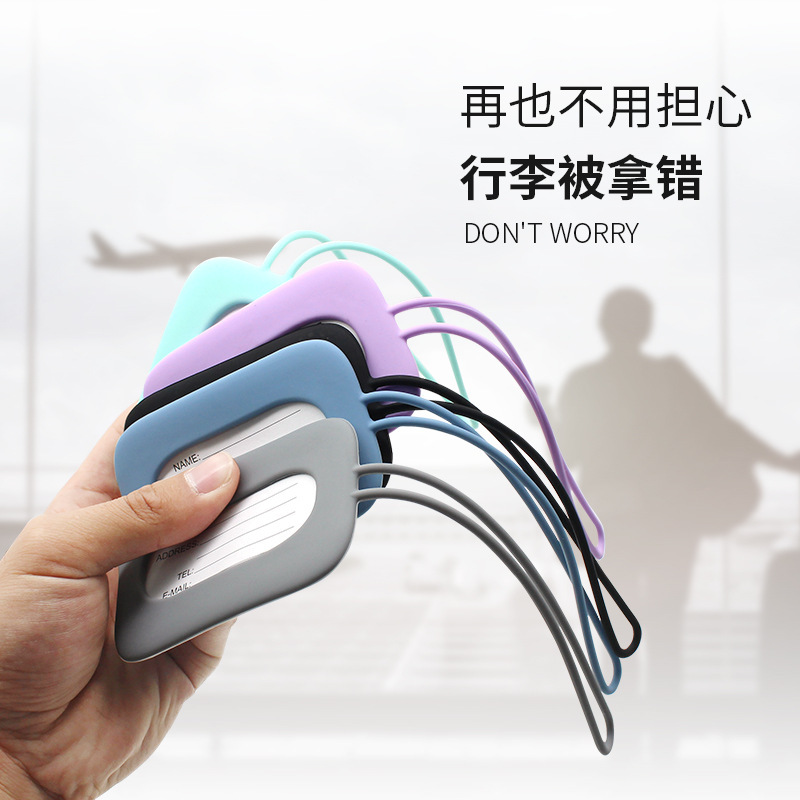 Etiqueta de equipaje etiqueta de identificación anti-Perdida Nombre de silicona marca púrpura listado tarjeta de embarque de equipaje