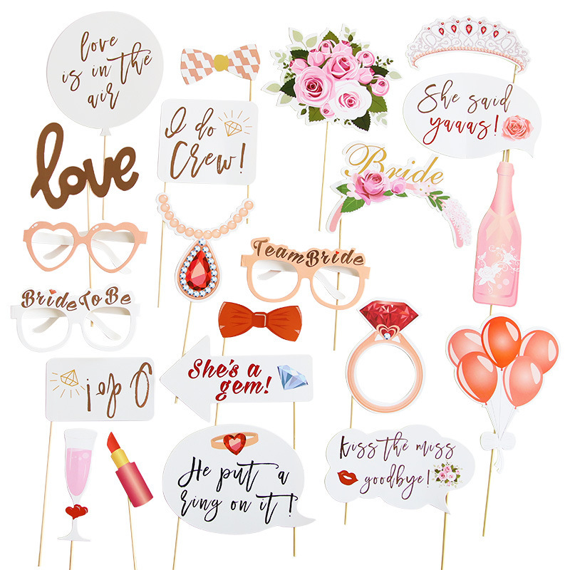Fiesta de solteros accesorios de fotografía boda estampado papel de mano hombre y mujer unicornio amor pájaro decoración de la novia