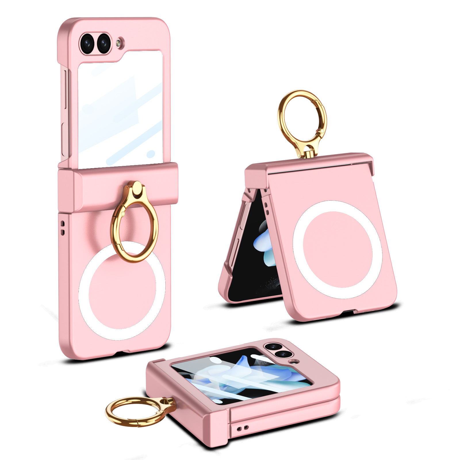 Geeignet für Samsung zfilp5 magnetische telefon zflip5 faltbare bildschirm ring drahtlose lade schutzhülle_voghion.com