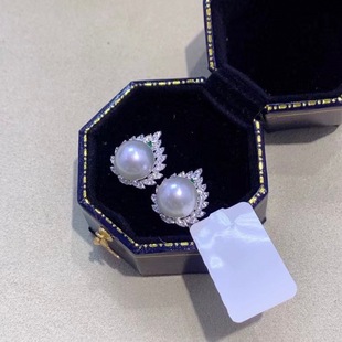 Seiko S925 Silver Edison Pearl Ring Earrings Earrings Natural Freshwater White Pearl Set with Delicate Leather