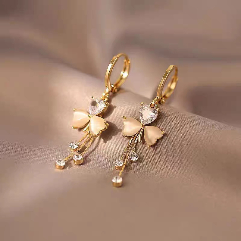 Heart Shape Pattern Women's Gender 1 Pair Simple Style Heart Shape Inlay Alloy Zircon Drop Earrings