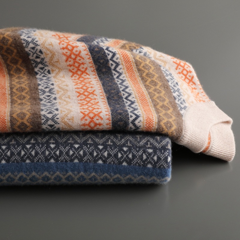 Maglione casual in cashmere jacquard natalizio da uomo in stile maturo leggero, per ragazzi, dimagrante, caldo e casual_voghion.com