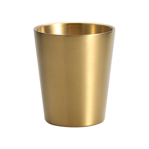 304 stainless steel wine cup Korean beer cup coffee cup adult mark water cup engraved double layer golden soju cup