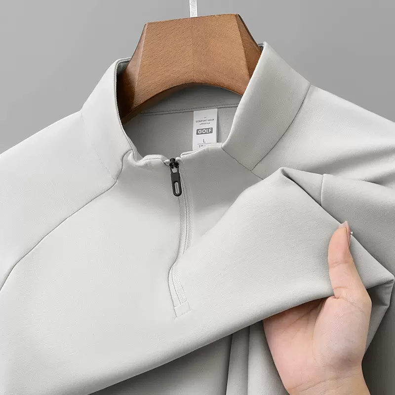 热特姆发热莱赛尔棉长袖卫衣体恤纯色半拉链运动休闲上衣男士户外