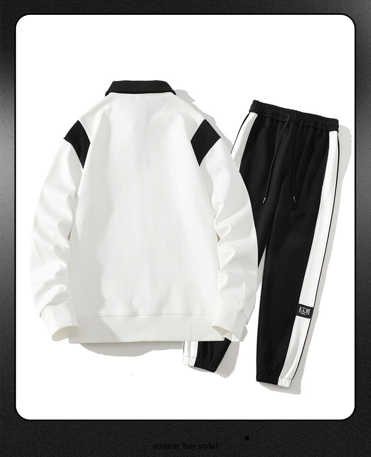 Herren Trainingsanzug Mit Langarm Poloshirt Und Freizeithose_voghion.com