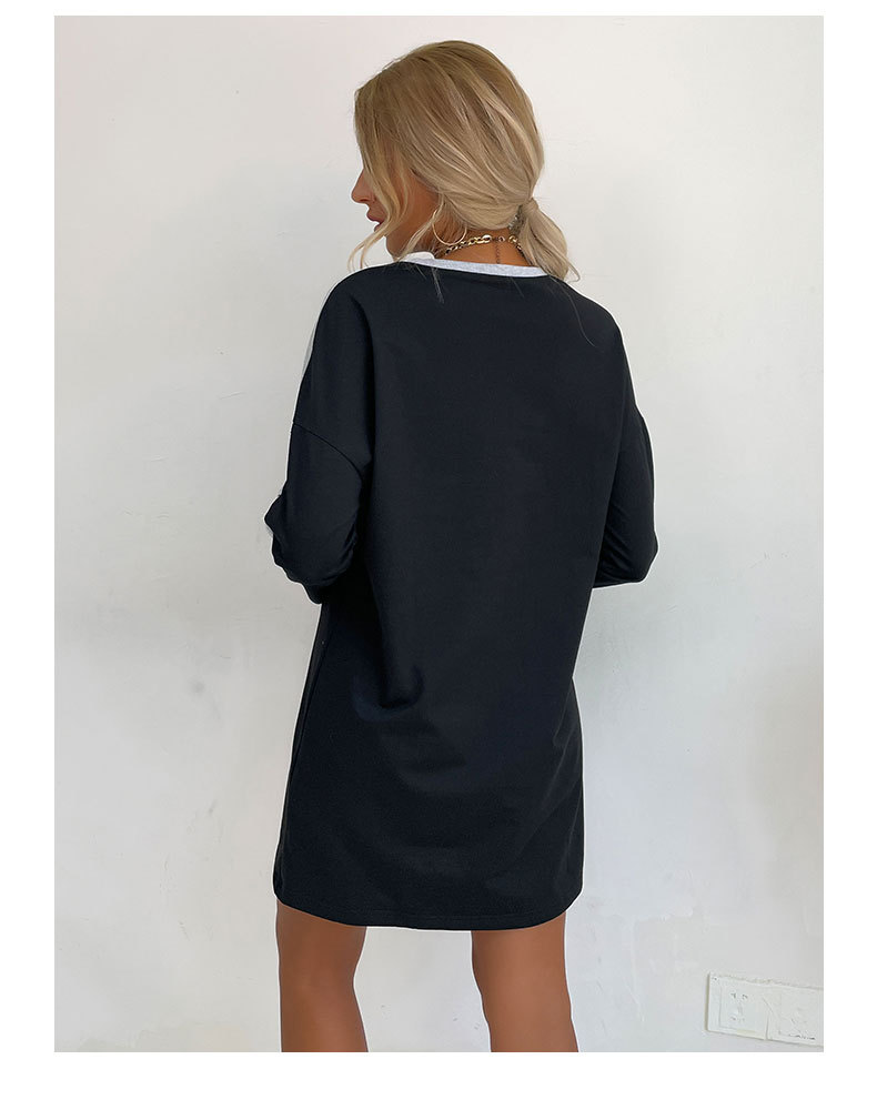 long-sleeved round neck lace stitching sweatershirt dress nihaostyles wholesale clothing NSDMB88636