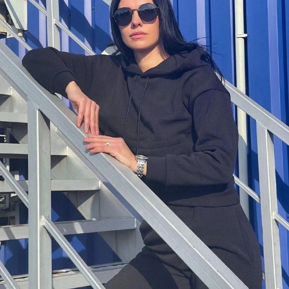 Damen Hoodie Langarm Kapuzenpullover Mit Taschen Einfarbig Casual_voghion.com