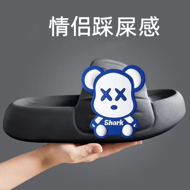 Zapatillas de deslizamiento para mujer verano desgaste suela gruesa dibujos animados pareja casa baño Baño zapatillas de suela blanda para hombres