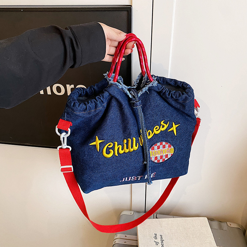 Bolso Tote de mezclilla estampado de diseño de nicho