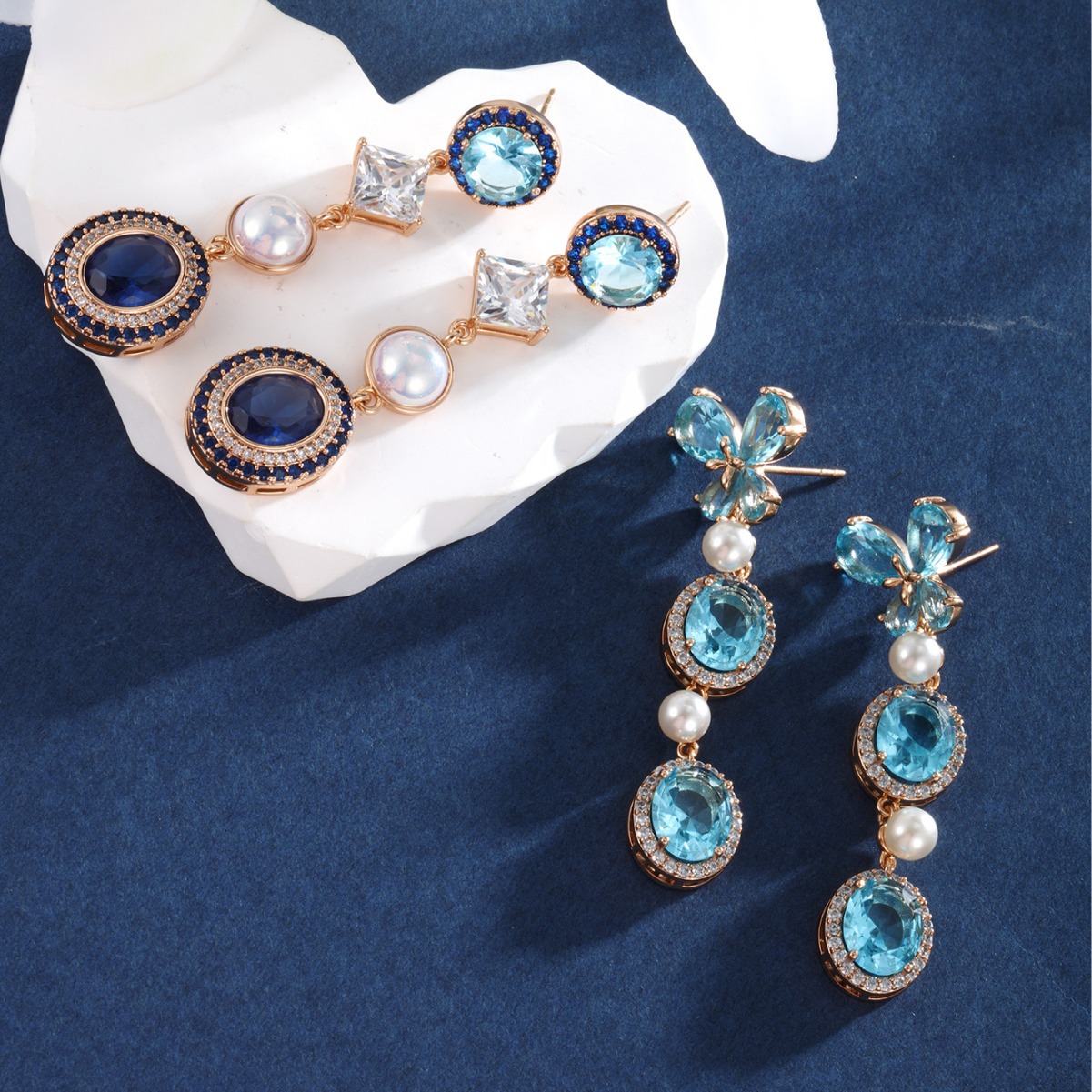 Xuping joyería colectiva serie de gemas artificiales mariposa pendientes oval retrógrados franceses de alta calidad pendientes de temperamento mujeres