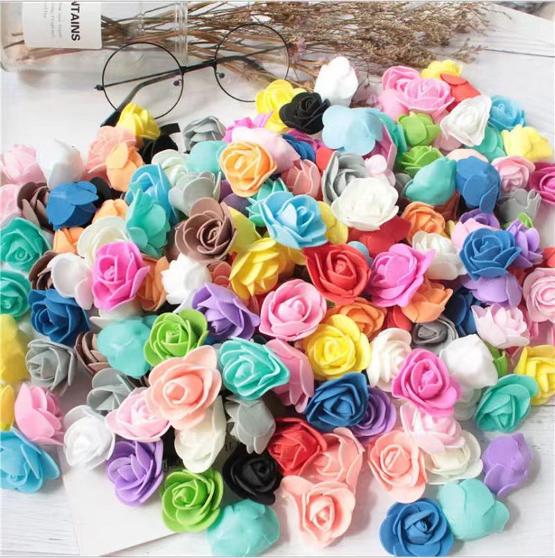 Pe Rose Head Artificial Foam Flower 3.5cm Wedding Gift Box Garland Decoration Chinese Valentine's Day Bear Fake Flower