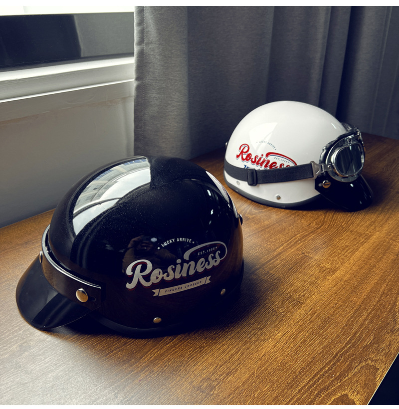 Suitable for 3C Certified Retro English Trendy Electric Vehicle Helmets for Men and Women, New Simple Half Helmets for Summer Protection