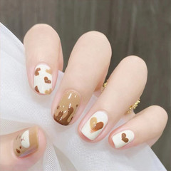 A117小熊餅乾可愛學生日常短款穿戴甲假指甲工廠直銷一件代發