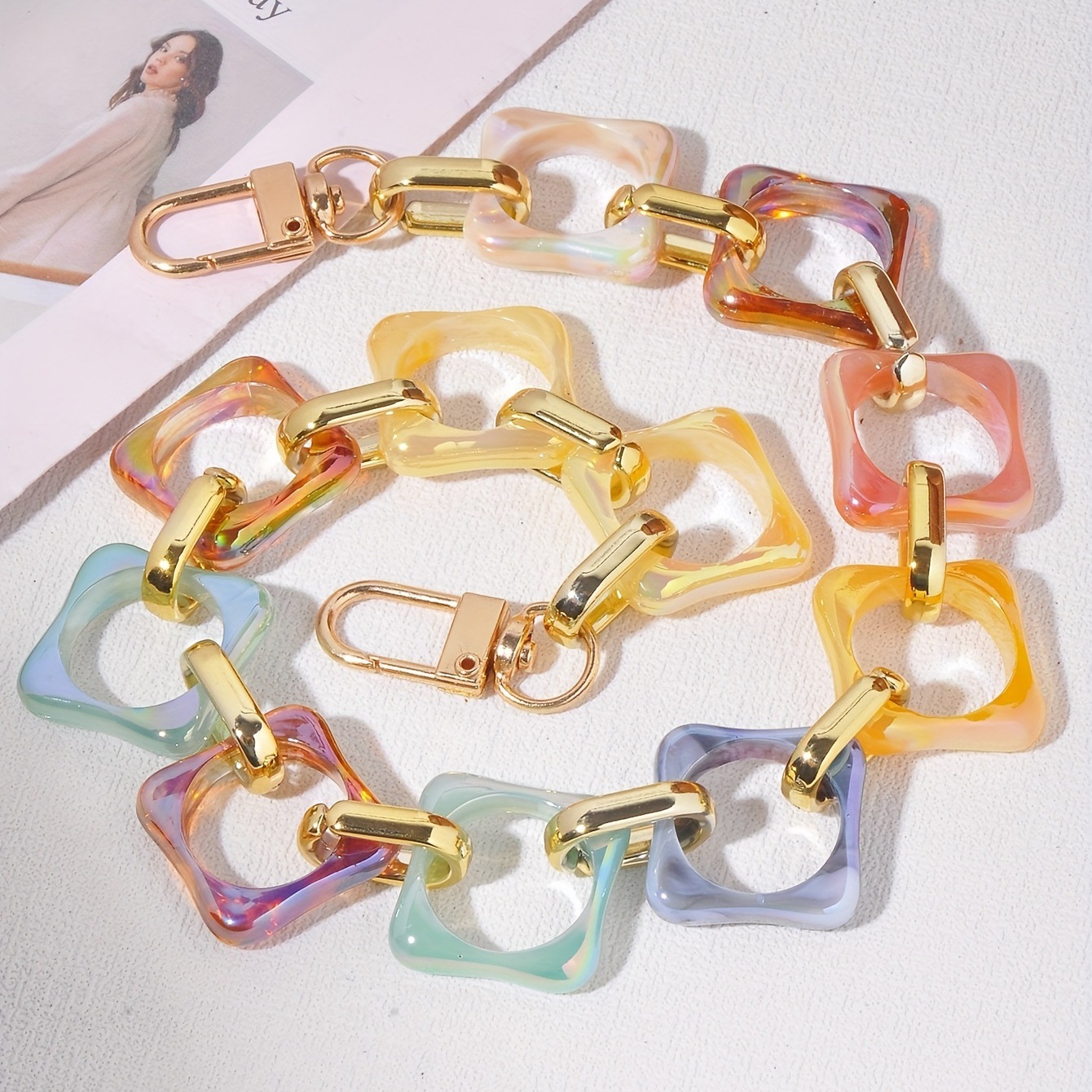 Premium Colored Acrylic Chain with Mouse Design, Heat-Resistant and Non-Fading, Wholesale Chain Bag Charms