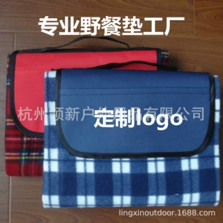 定制全涤纶绒布面野餐垫PEVA防水膜600D牛津布盖头印刷logo野营毯