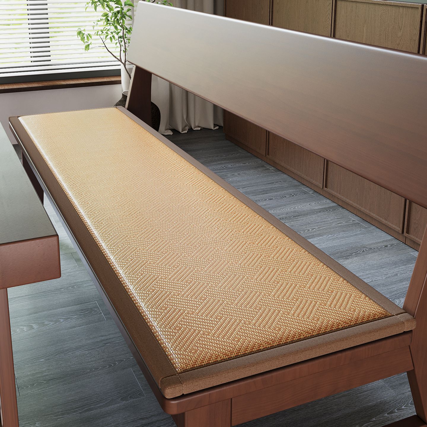 Verano cojín de caña cojín de silla cojín de taburete largo de madera maciza cojín de asiento de verano cojín de asiento de madera roja cojín de silla antideslizante cojín