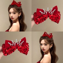 漂亮就行！皇冠蝴蝶结顶夹！新年圣诞节公主头发卡女高级感盘发器
