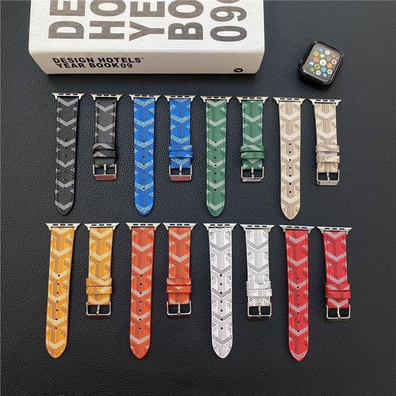 Fashionable Brand Dog Tooth iWatch' Strap Is Suitable for Apple S9 Strap S10/46 Printed Leather Strap S7/S6/S