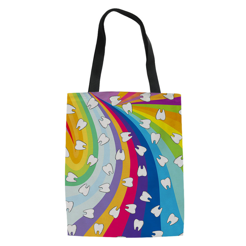 European and American Shoulder Bag Rainbow Teeth Printed Handbag nurse Printed Travel Convenient Storage Bag Handbag Printed European and American Shoulder Bag Rainbow Teeth Printed Handbag nurse Printed Travel Convenient Storage Bag Handbag Printed