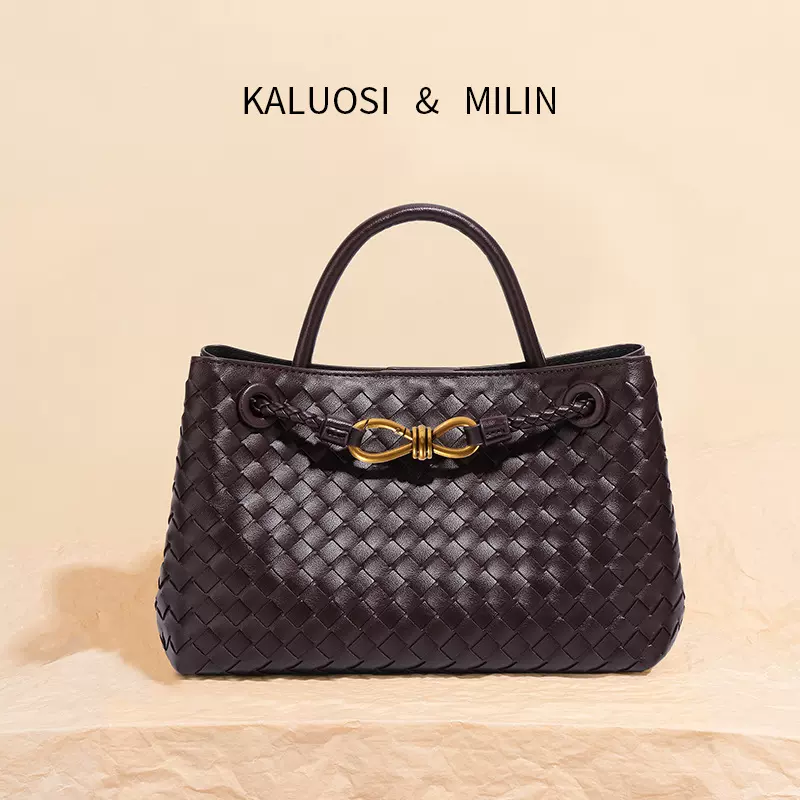 轻奢高品质横款女士包全手工编织手提托特包通勤单肩斜挎包小方包